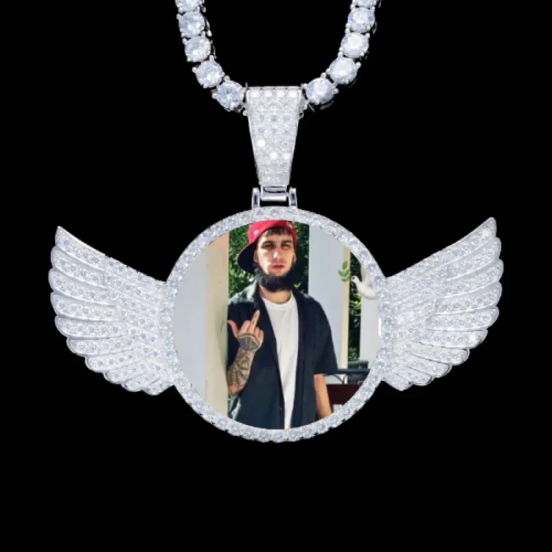 925S & VVS Moissanite 3D Wing Custom Picture Pendant sold by The GUU Shop