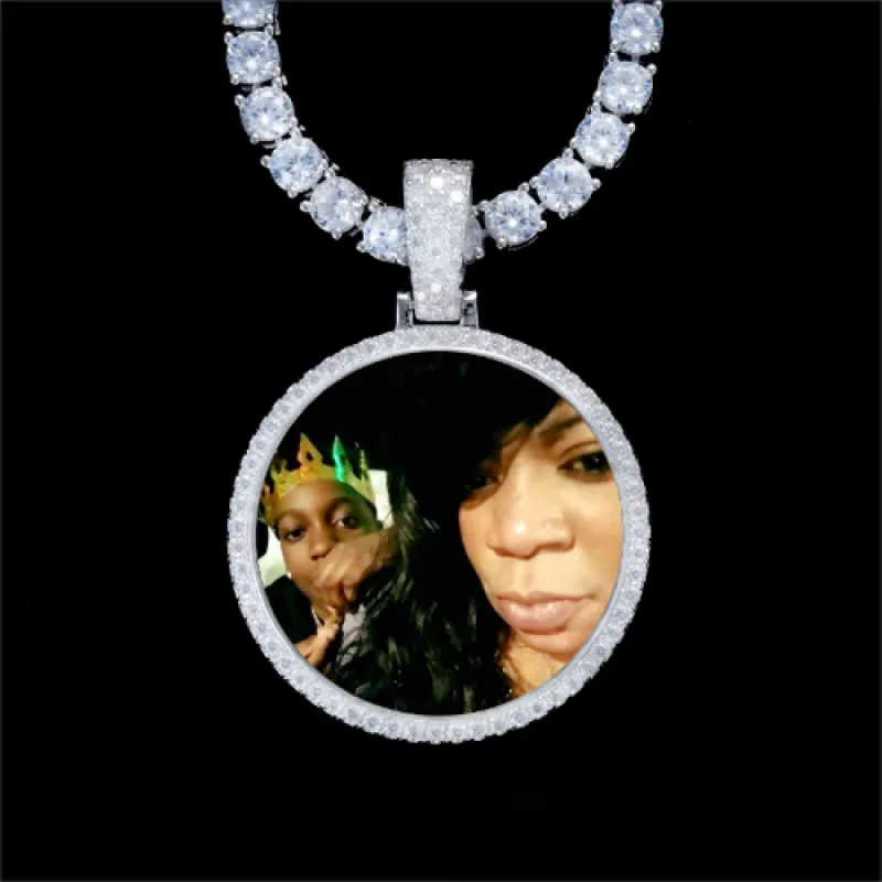 925S & VVS Moissanite 3D Circle Custom Picture Pendant sold by The GUU Shop