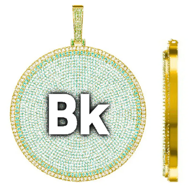 CUSTOM LETTER NECKLACE 3D BIG DISC sold by The GUU Shop