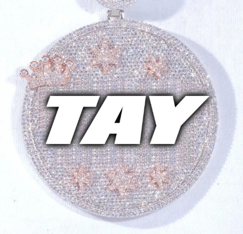 CUSTOM LETTER NECKLACE 3D BIG CROWN DISC sold by The GUU Shop