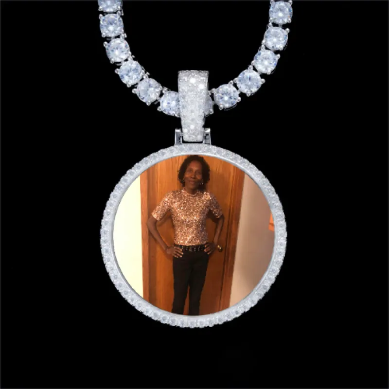 925S & VVS Moissanite 3D Circle Custom Picture Pendant sold by The GUU Shop