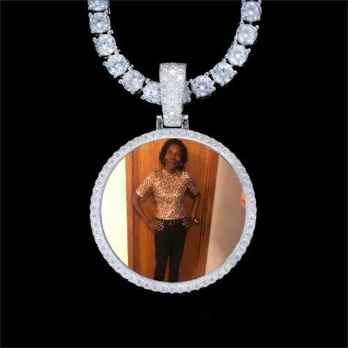 925S & VVS Moissanite 3D Circle Custom Picture Pendant sold by The GUU Shop