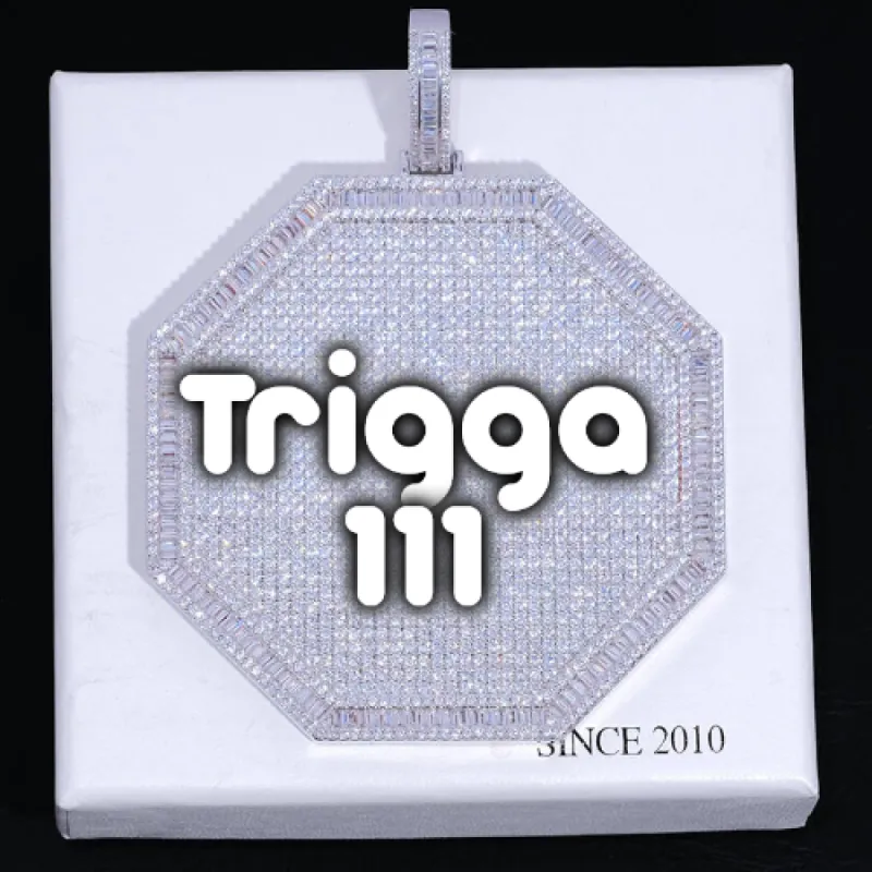 CUSTOM LETTER NECKLACE 3D BIG OCTAGON sold by The GUU Shop