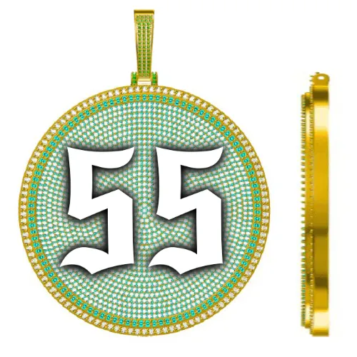 CUSTOM LETTER NECKLACE 3D BIG DISC sold by The GUU Shop