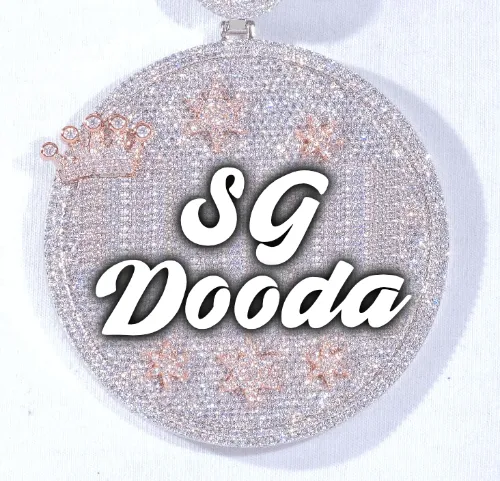 CUSTOM LETTER NECKLACE 3D BIG CROWN DISC sold by The GUU Shop