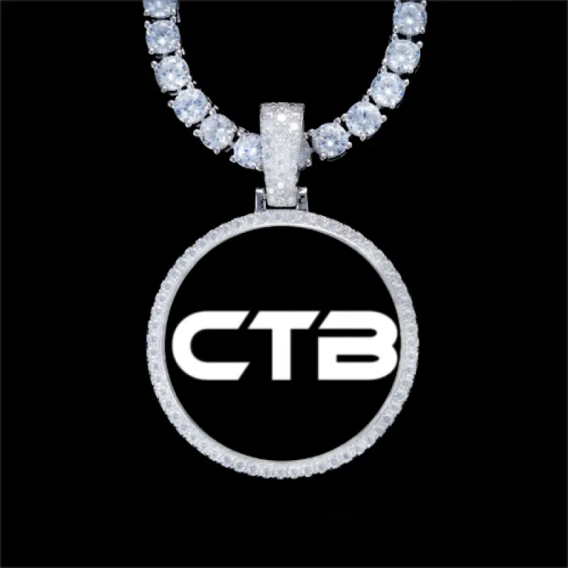 925S & VVS Moissanite 3D Circle Custom Picture Pendant made by The GUU Shop