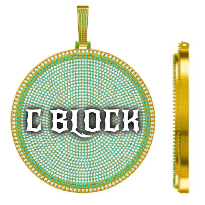 CUSTOM LETTER NECKLACE 3D BIG DISC sold by The GUU Shop