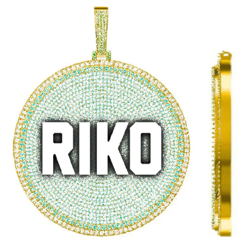 CUSTOM LETTER NECKLACE 3D BIG DISC sold by The GUU Shop