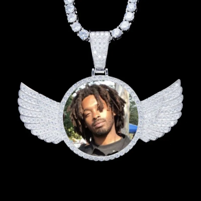 925S & VVS Moissanite 3D Wing Custom Picture Pendant sold by The GUU Shop