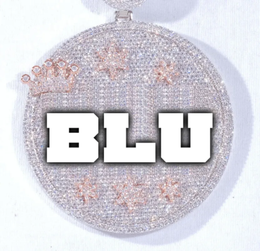 CUSTOM LETTER NECKLACE 3D BIG CROWN DISC sold by The GUU Shop