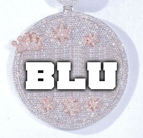 CUSTOM LETTER NECKLACE 3D BIG CROWN DISC sold by The GUU Shop