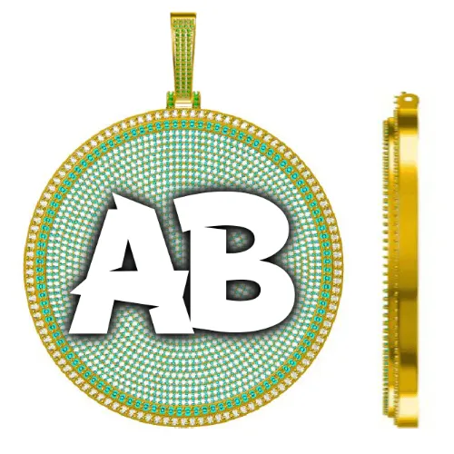 CUSTOM LETTER NECKLACE 3D BIG DISC sold by The GUU Shop