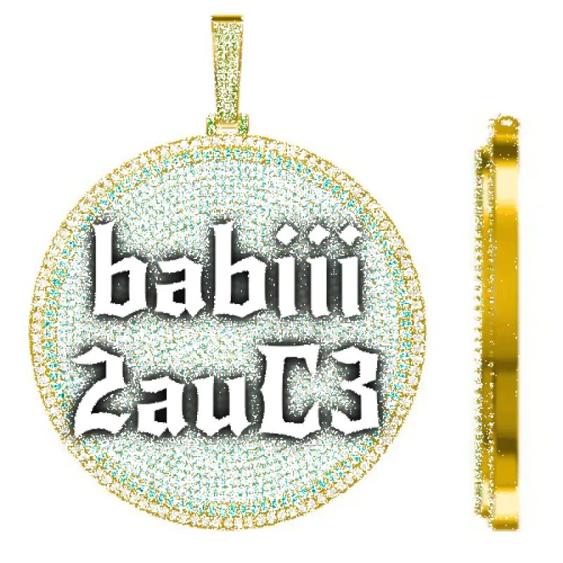 CUSTOM LETTER NECKLACE 3D BIG DISC sold by The GUU Shop