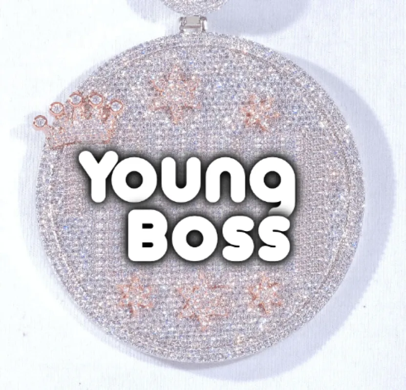 CUSTOM LETTER NECKLACE 3D BIG CROWN DISC sold by The GUU Shop