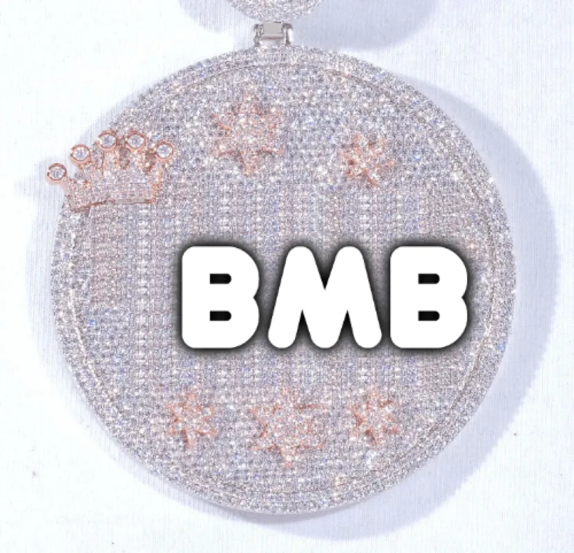 CUSTOM LETTER NECKLACE 3D BIG CROWN DISC sold by The GUU Shop