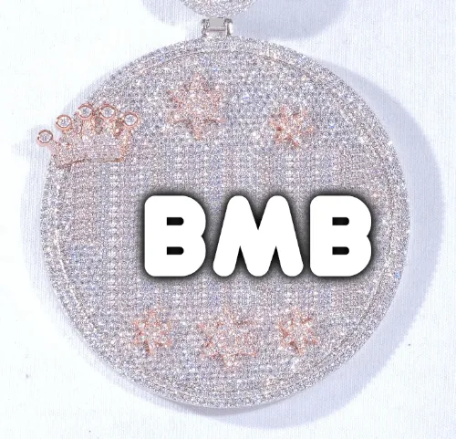 CUSTOM LETTER NECKLACE 3D BIG CROWN DISC sold by The GUU Shop