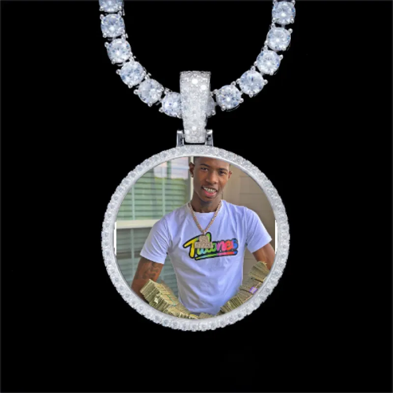 925S & VVS Moissanite 3D Circle Custom Picture Pendant sold by The GUU Shop