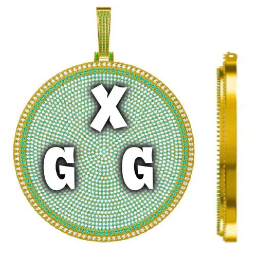 CUSTOM LETTER NECKLACE 3D BIG DISC sold by The GUU Shop