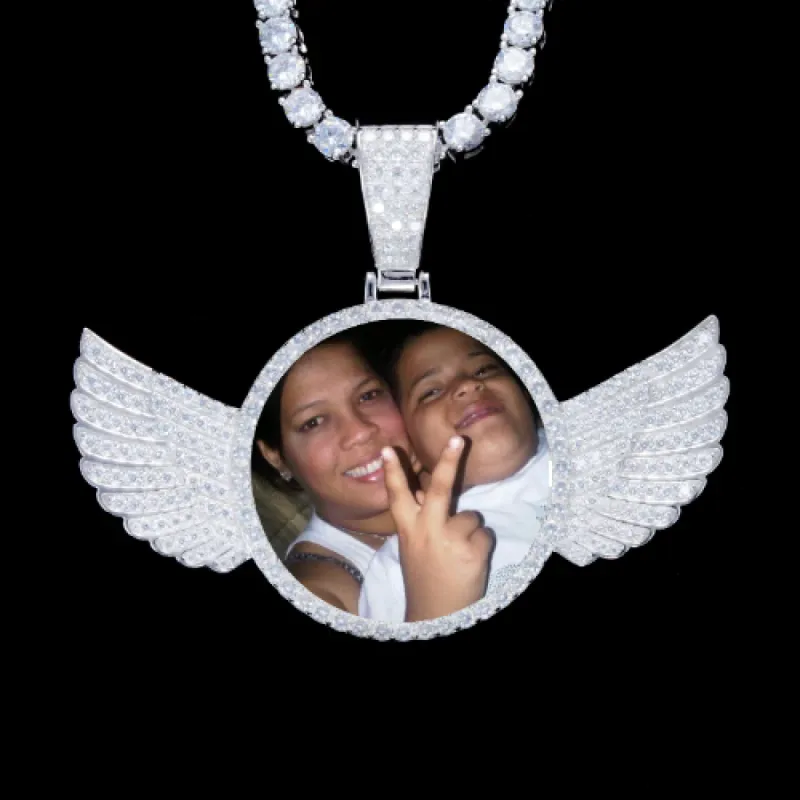 925S & VVS Moissanite 3D Wing Custom Picture Pendant sold by The GUU Shop