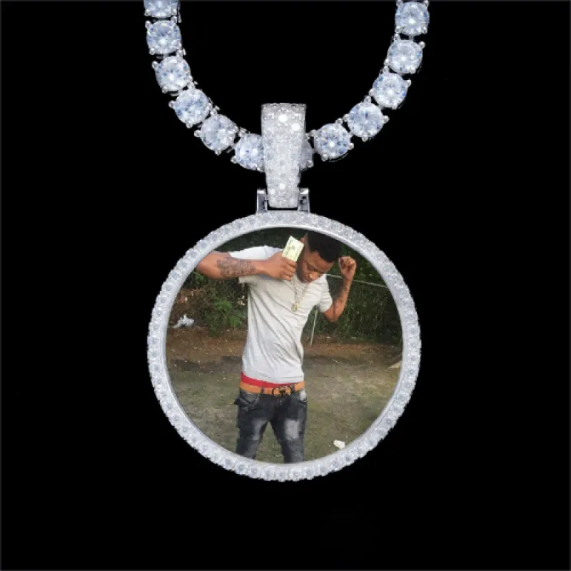 925S & VVS Moissanite 3D Circle Custom Picture Pendant sold by The GUU Shop