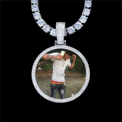 925S & VVS Moissanite 3D Circle Custom Picture Pendant sold by The GUU Shop