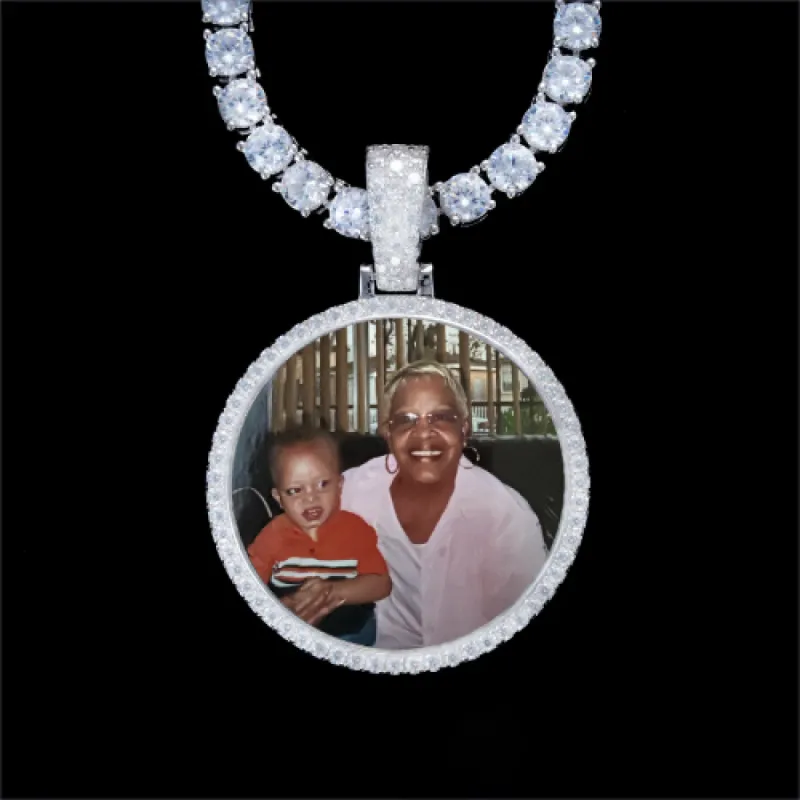 925S & VVS Moissanite 3D Circle Custom Picture Pendant sold by The GUU Shop