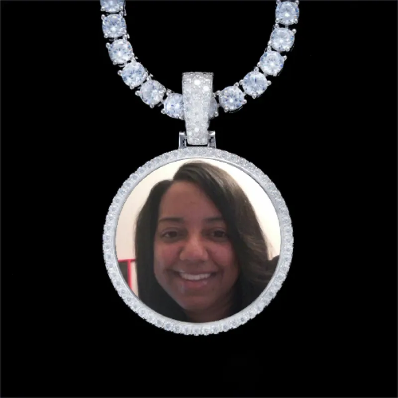 925S & VVS Moissanite 3D Circle Custom Picture Pendant made by The GUU Shop