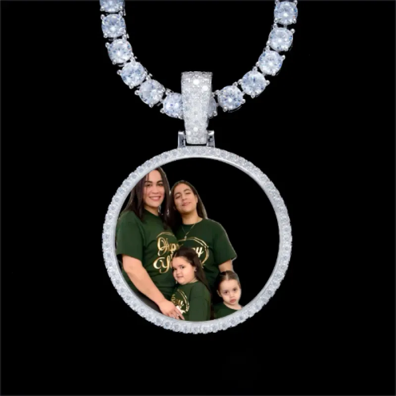 925S & VVS Moissanite 3D Circle Custom Picture Pendant sold by The GUU Shop