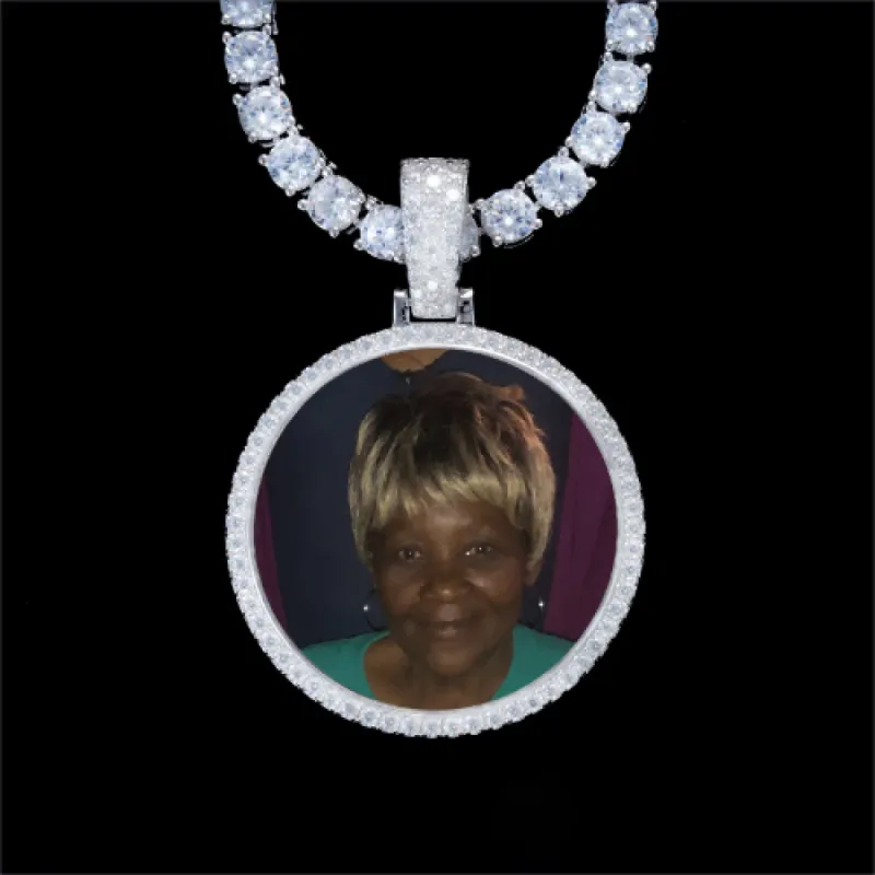 925S & VVS Moissanite 3D Circle Custom Picture Pendant sold by The GUU Shop