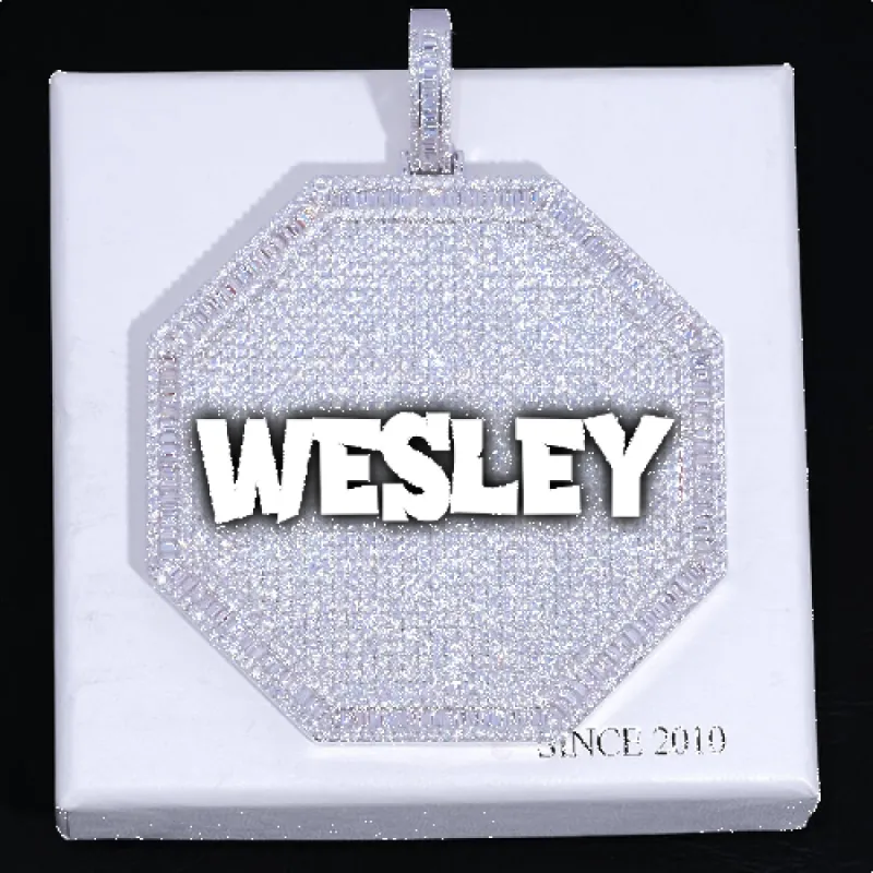 CUSTOM LETTER NECKLACE 3D BIG OCTAGON sold by The GUU Shop