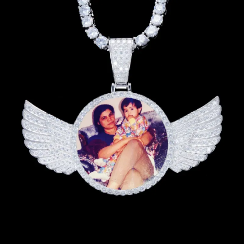 925S & VVS Moissanite 3D Wing Custom Picture Pendant sold by The GUU Shop