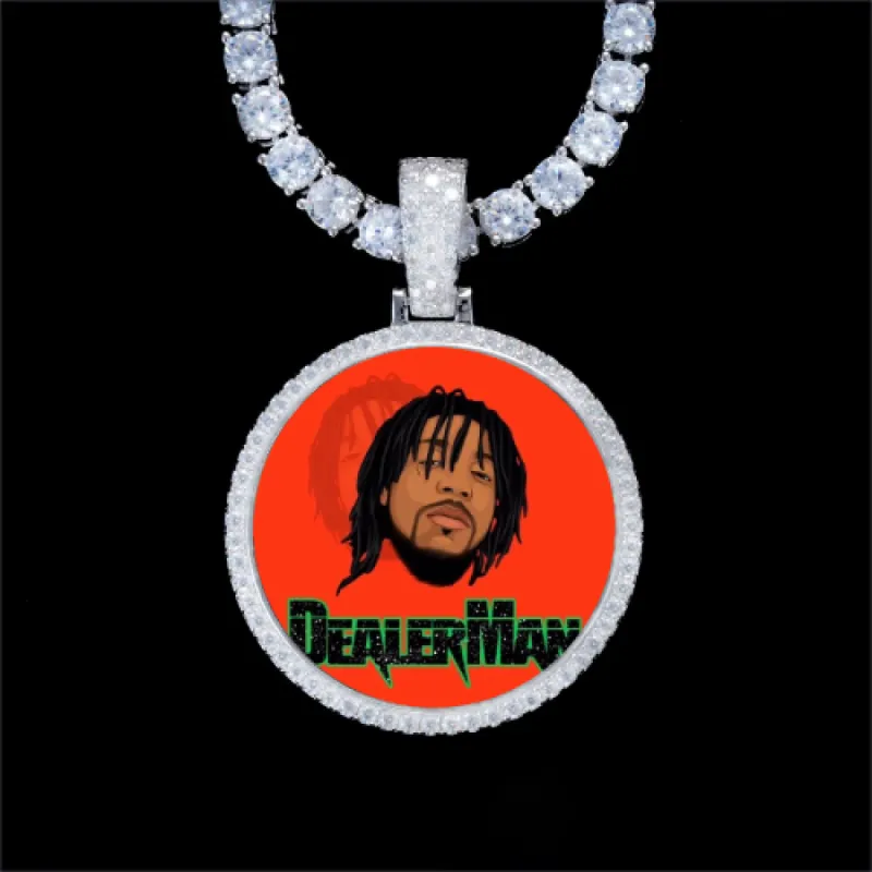 925S & VVS Moissanite 3D Circle Custom Picture Pendant sold by The GUU Shop