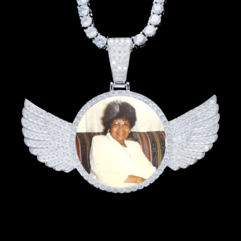 925S & VVS Moissanite 3D Wing Custom Picture Pendant sold by The GUU Shop