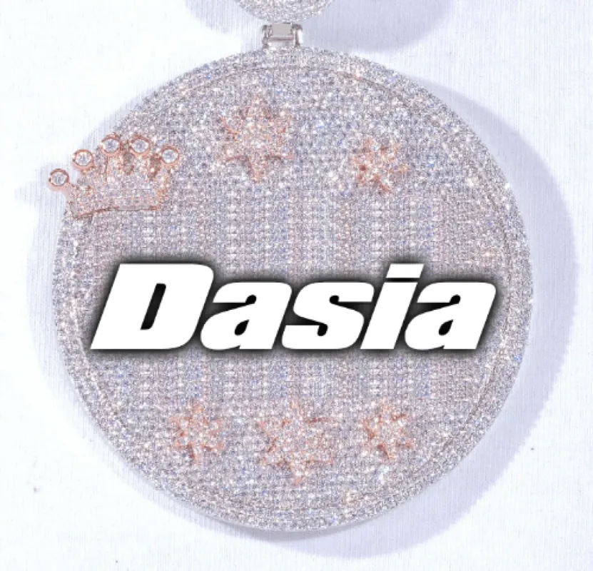 CUSTOM LETTER NECKLACE 3D BIG CROWN DISC sold by The GUU Shop