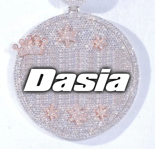 CUSTOM LETTER NECKLACE 3D BIG CROWN DISC sold by The GUU Shop