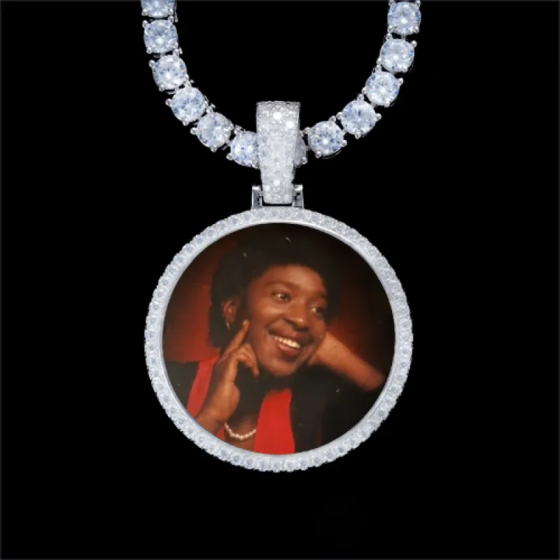 925S & VVS Moissanite 3D Circle Custom Picture Pendant sold by The GUU Shop
