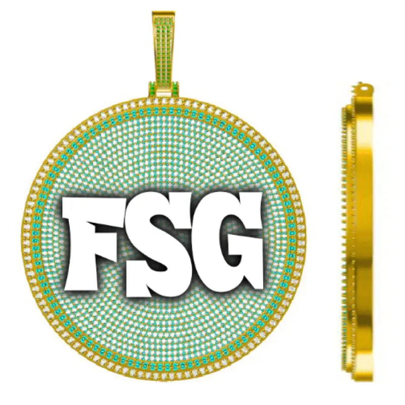 CUSTOM LETTER NECKLACE 3D BIG DISC sold by The GUU Shop