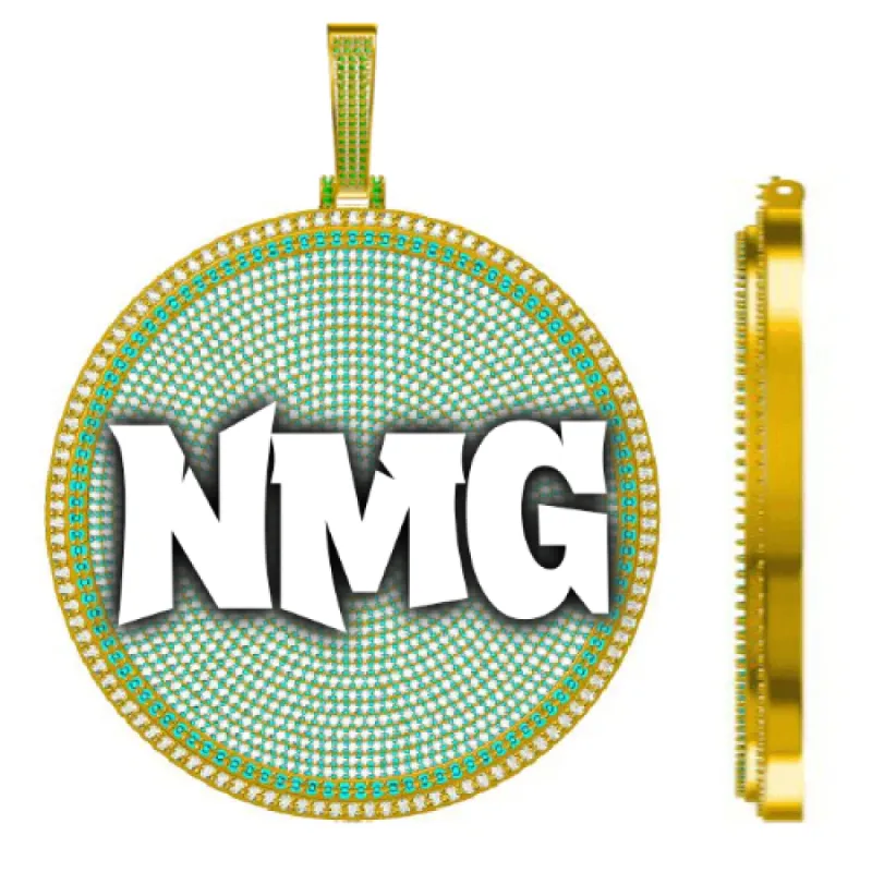 CUSTOM LETTER NECKLACE 3D BIG DISC sold by The GUU Shop