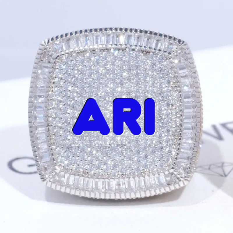 CUSTOM LETTER 3D ICED RING sold by The GUU Shop