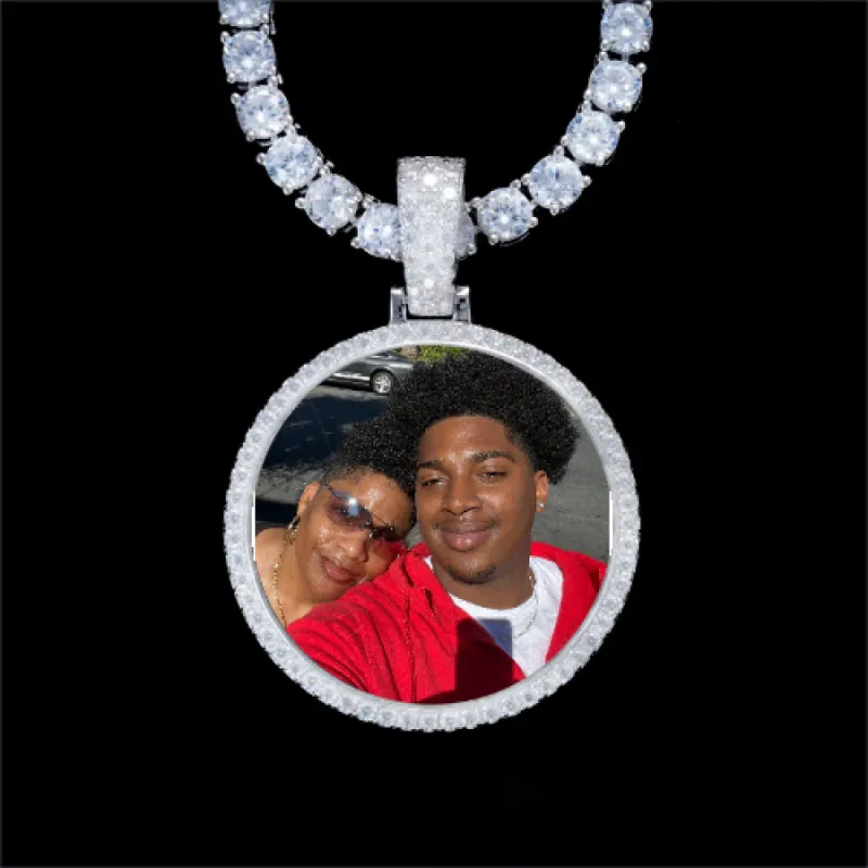 925S & VVS Moissanite 3D Circle Custom Picture Pendant sold by The GUU Shop