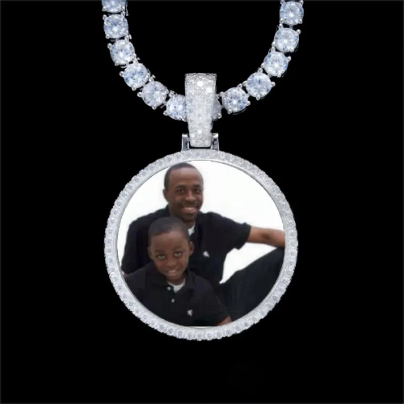 925S & VVS Moissanite 3D Circle Custom Picture Pendant sold by The GUU Shop