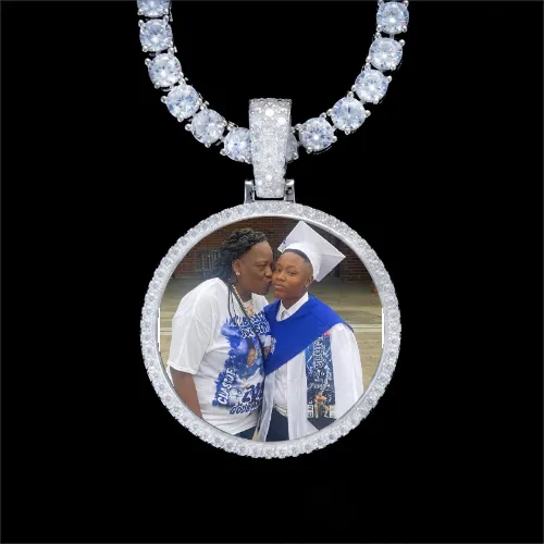 925S & VVS Moissanite 3D Circle Custom Picture Pendant sold by The GUU Shop