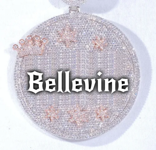 CUSTOM LETTER NECKLACE 3D BIG CROWN DISC sold by The GUU Shop