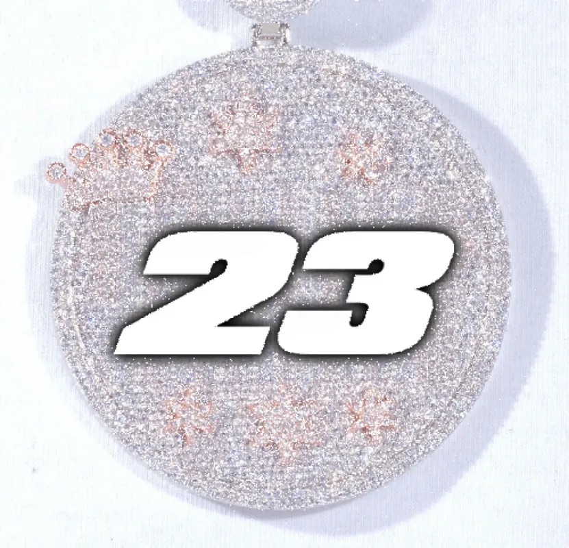 CUSTOM LETTER NECKLACE 3D BIG CROWN DISC sold by The GUU Shop