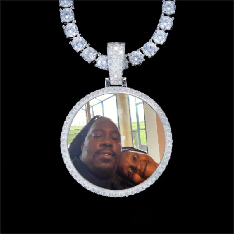 925S & VVS Moissanite 3D Circle Custom Picture Pendant sold by The GUU Shop