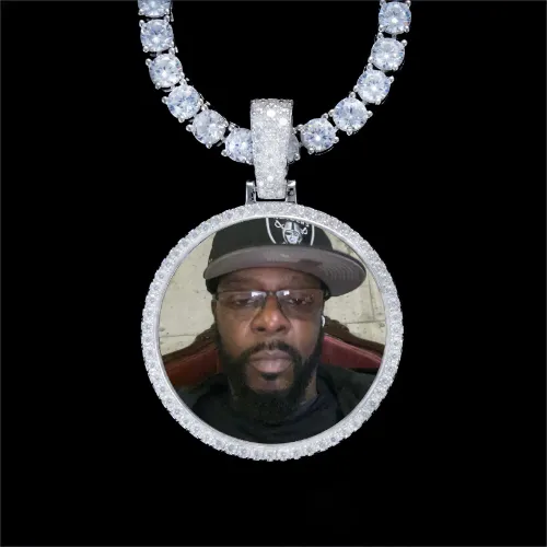 925S & VVS Moissanite 3D Circle Custom Picture Pendant sold by The GUU Shop