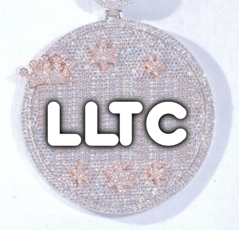 CUSTOM LETTER NECKLACE 3D BIG CROWN DISC sold by The GUU Shop