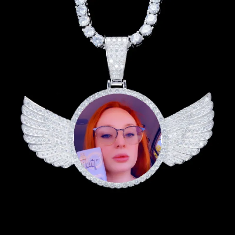 925S & VVS Moissanite 3D Wing Custom Picture Pendant sold by The GUU Shop