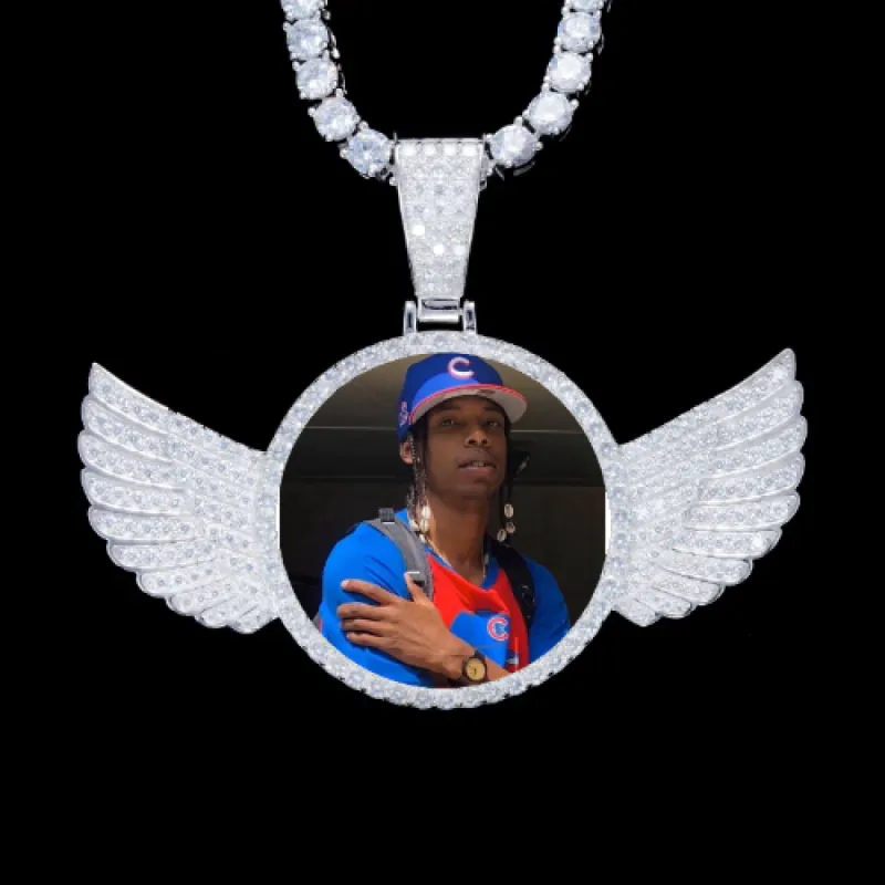 925S & VVS Moissanite 3D Wing Custom Picture Pendant made by The GUU Shop