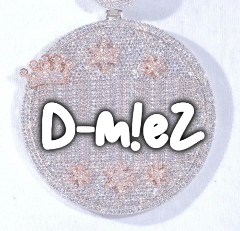 CUSTOM LETTER NECKLACE 3D BIG CROWN DISC sold by The GUU Shop